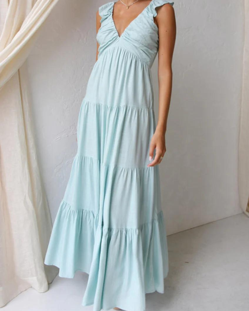 CAPRI - VESTIDO MAXI CON VOLANTES PARA VACACIONES