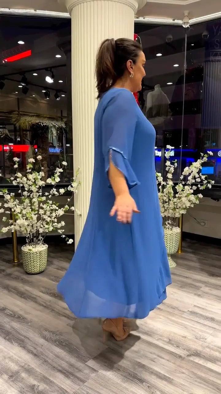 SAMARA – VESTIDO SUELTO DE CHIFÓN EN COLOR SÓLIDO PARA MUJERES