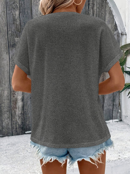 Marylou - Top Casual de Cuello Redondo y Manga Corta