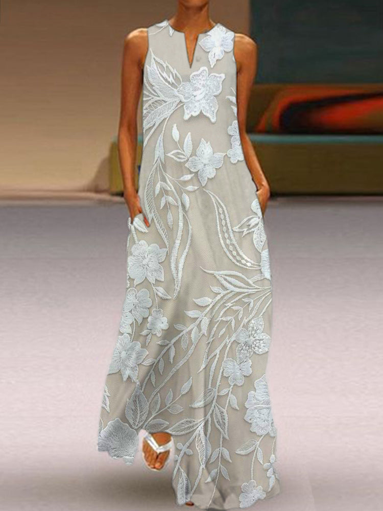 SELENE – VESTIDO LUXE IMPRESO SIN MANGAS ELEGANTE