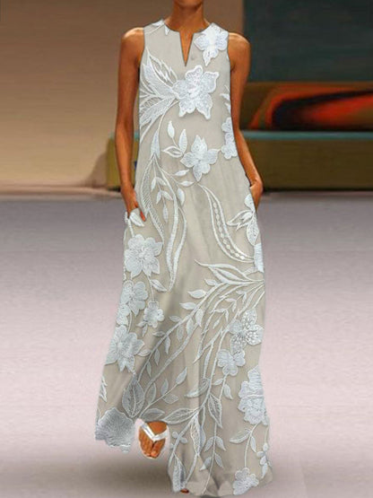 SELENE – VESTIDO LUXE IMPRESO SIN MANGAS ELEGANTE