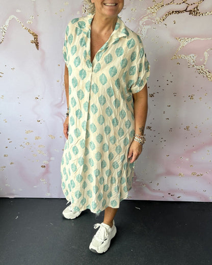 ELEANORA – VESTIDO CAMISERO IMPRESO CON SOLAPA SUELTA