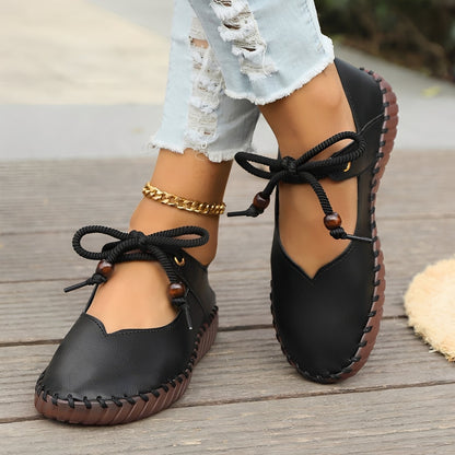 Carla - Zapatos clásicos con cordones y suela blanda para mujeres