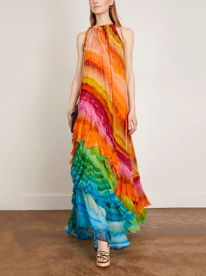 LUNA – VESTIDO CON VOLANTES IRIS EN MULTICOLOR