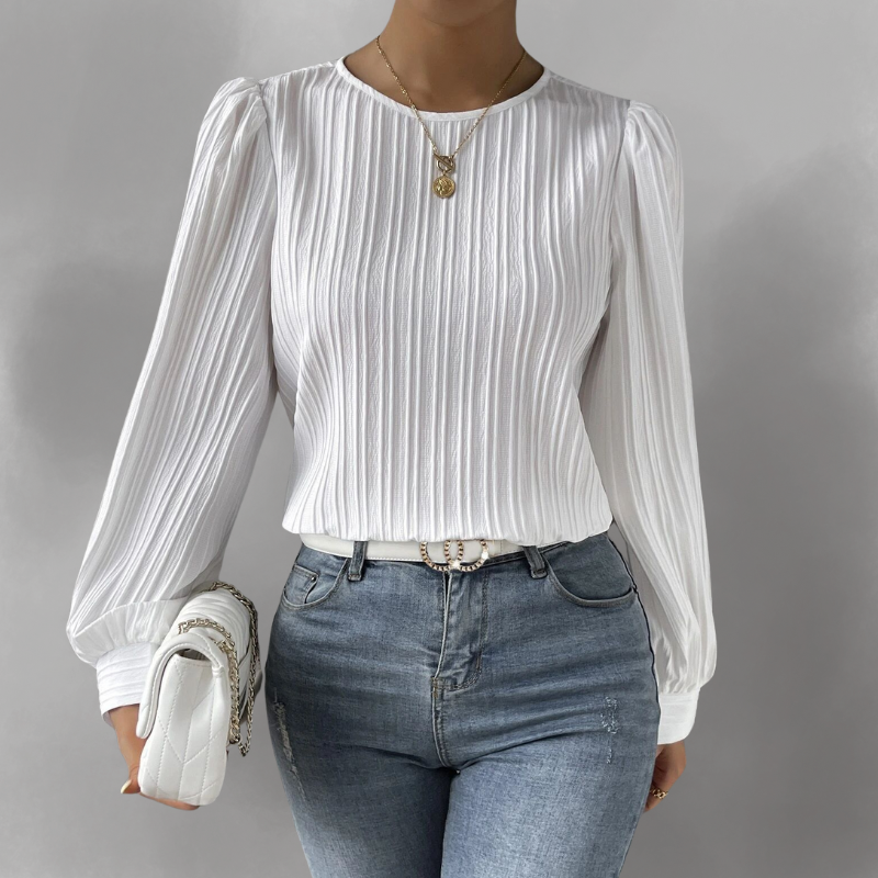 Carly – Blusa de Manga Larga Plisada