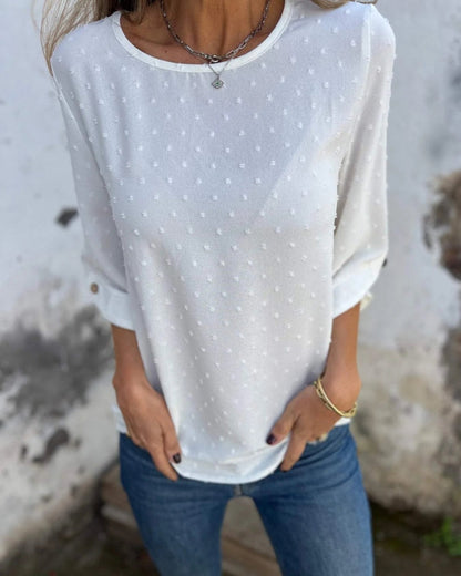 VARENA - Blusa de Jacquard de Chiffon Chic