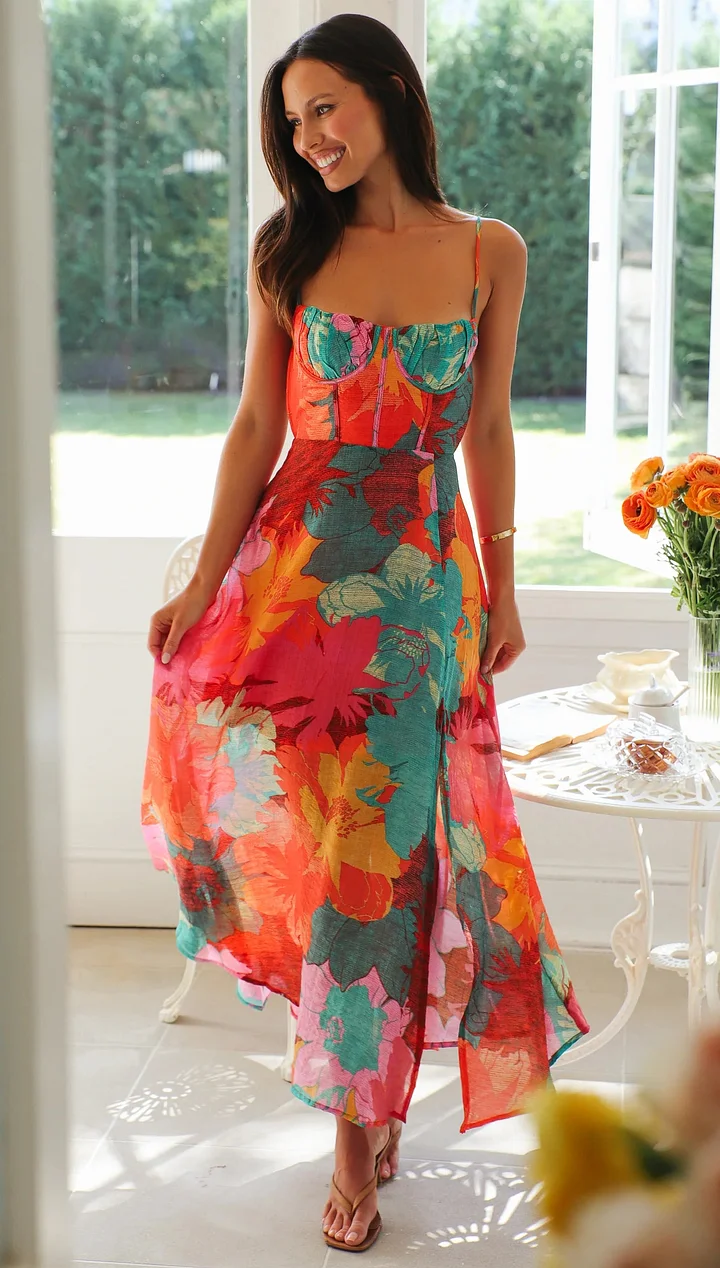 Vestido Floral Sexy de Tirantes para Mujeres