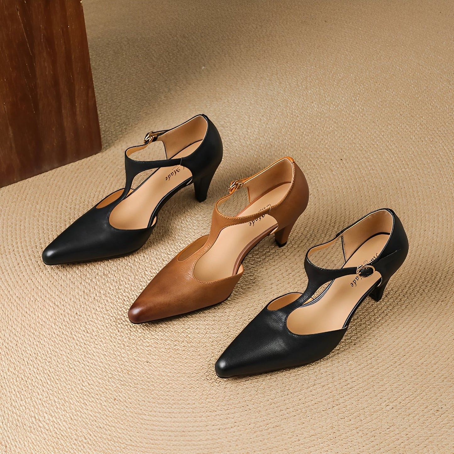 Sophie - Zapatos de cuero casuales con tira en forma de T para mujer