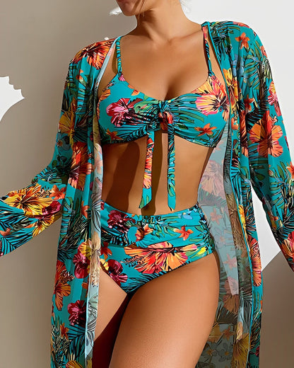ALANI – CONJUNTO DE BIKINI CON ESTAMPADO TROPICAL Y CUBRIMIENTO