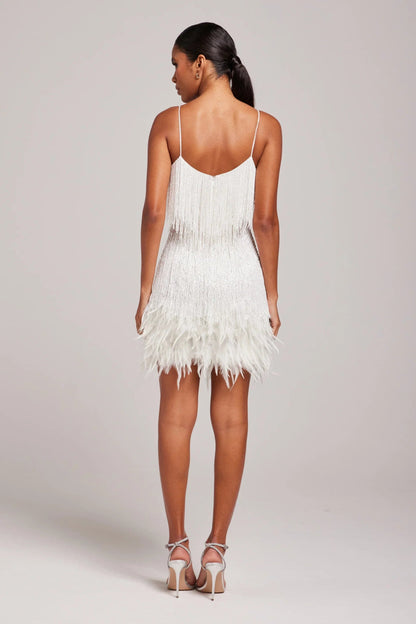 ALEXIS – VESTIDO DE FIESTA MODERNO CON PLUMAS PARA SALIDAS NOCTURNAS