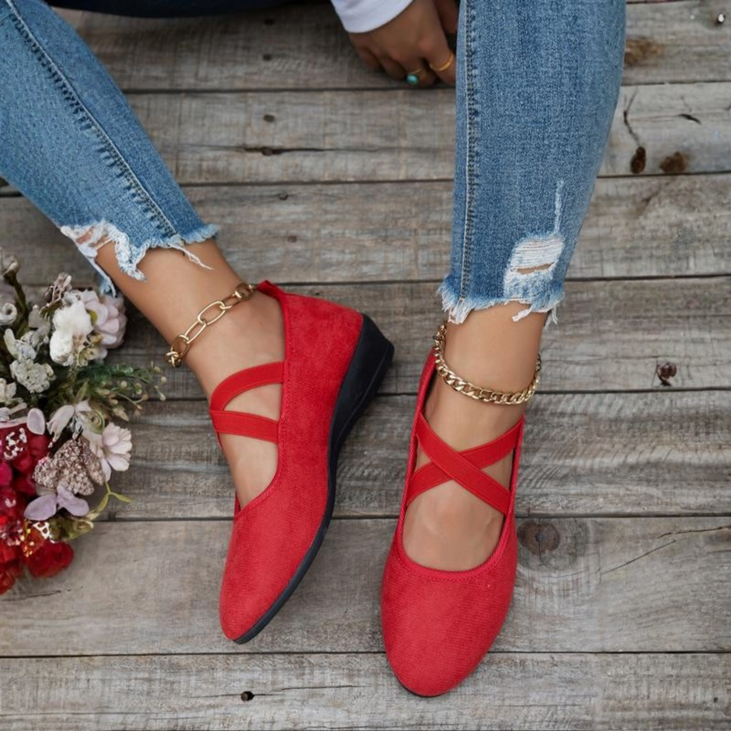 Anna | Zapatos Bailarinas con Tacón Cerrado