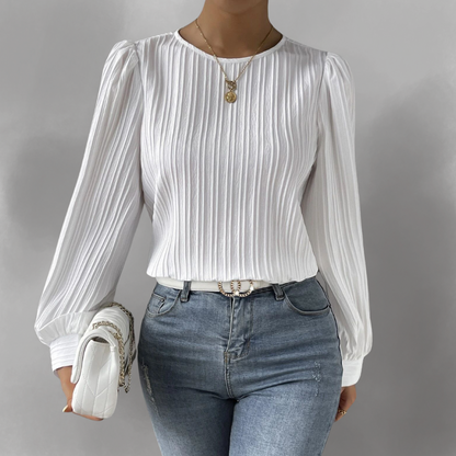 Carly – Blusa de Manga Larga Plisada