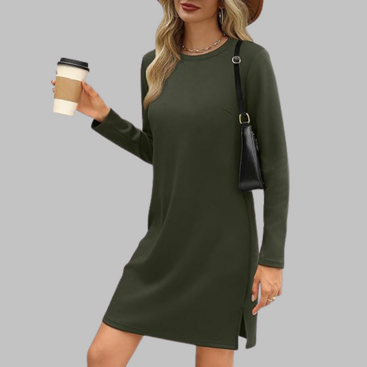 TATLO™ - Vestido mini casual de manga larga y cuello redondo