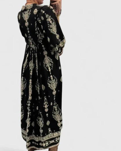 CLAIRE – VESTIDO MAXI BOHEMIO CON ESCOTE EN V
