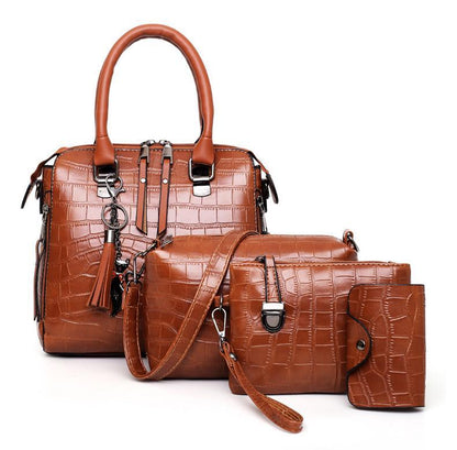 Palmer - Set de bolso de 4 piezas con patrón de cocodrilo