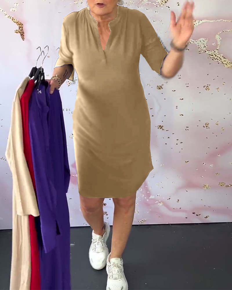 Olivia™ - Vestido Casual Cómodo con Escote en V Sólido
