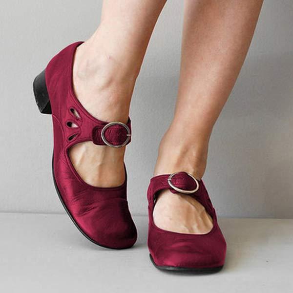 Beatrice – Sandalias de piel con cuña y hebilla ajustable ortopédica