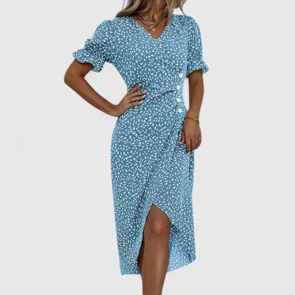 LEILA – VESTIDO ENVOLVENTE CON ENCANTO FLORAL