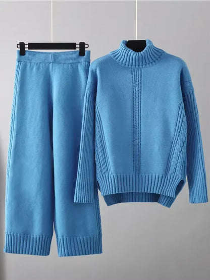 Scarlett - Conjunto de Suéter de Cuello Alto Chic y Pantalones Sueltos