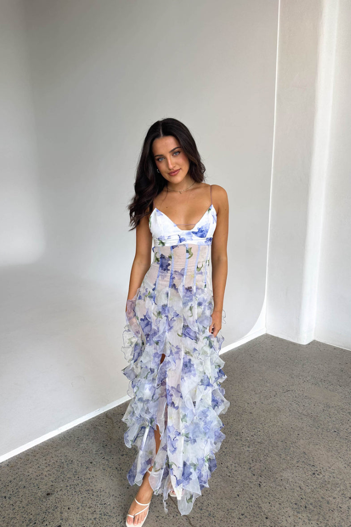 Noemi - Vestido Maxi de Tirantes Espagueti con Estampado Floral