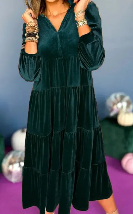 Aubrey™ - Vestido de terciopelo suelto y cómodo con escote en V