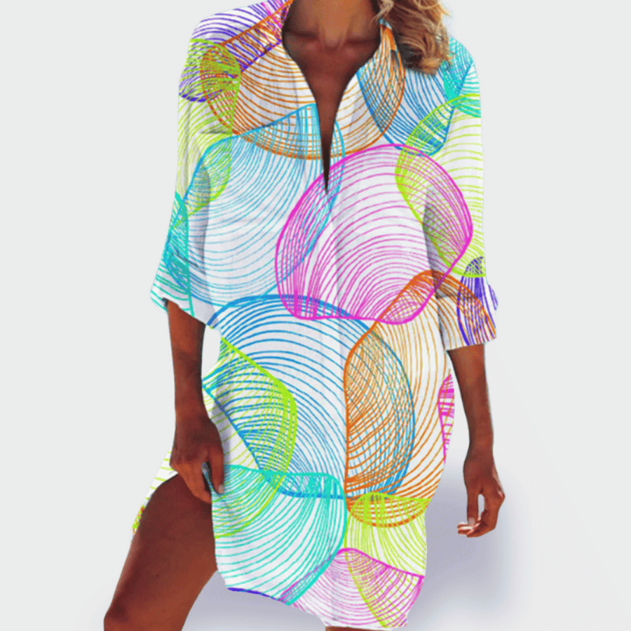 Tessa – Camisa de Impresión Vibrante de Verano