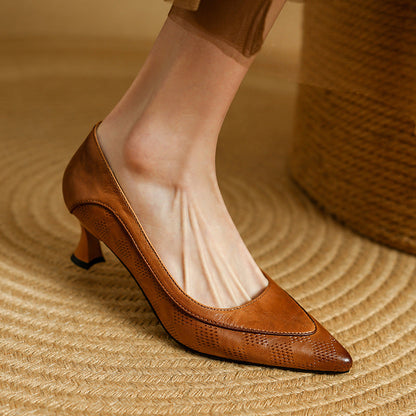 Bonnie - Elegantes Zapatos de Tacón Alto de Cuero para Mujeres