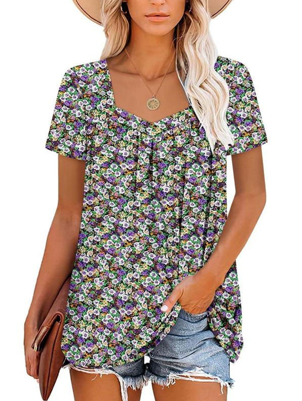VICKY | TOP CÓMODO CON MANGAS CORTAS Y ESTAMPADO