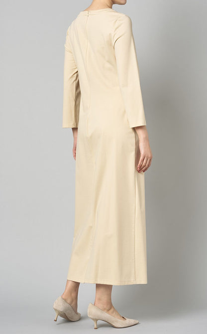 Vestido de Punto con Pliegues Laterales