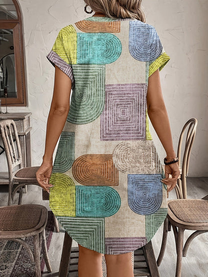Mira | Vestido de Verano Geométrico con Escote en V