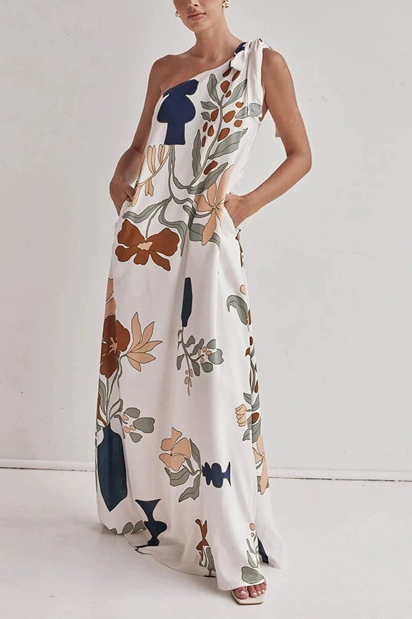 MILLIE – VESTIDO MAXI IMPRESO DE UN HOMBRO