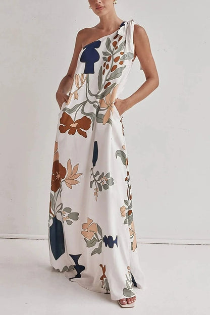 MILLIE – VESTIDO MAXI IMPRESO DE UN HOMBRO