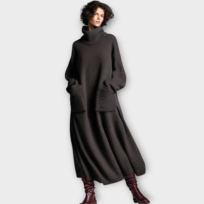 Vestido Maxi de Punto con Cuello Alto