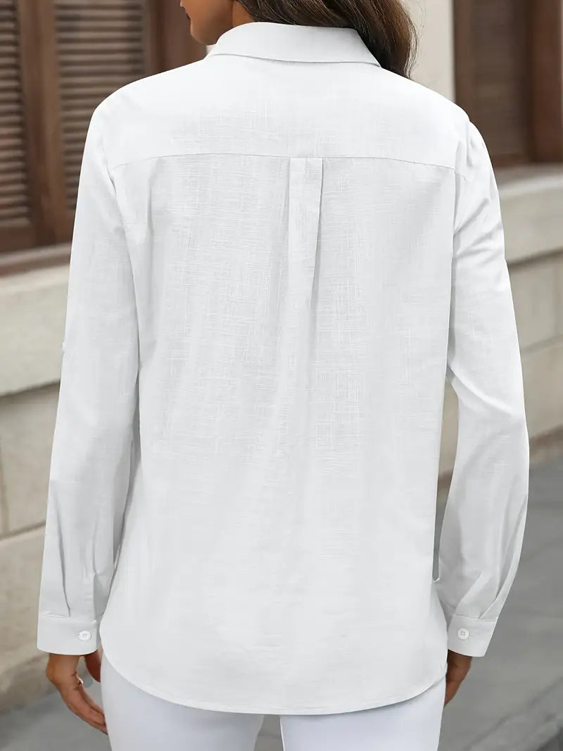 Athena - Camisa de Algodón con Bolsillos Frontales