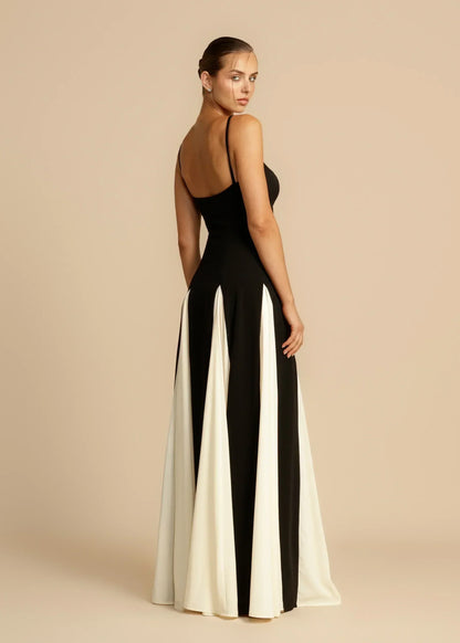 Celia | Vestido Maxi Elegante con Volantes en Contraste
