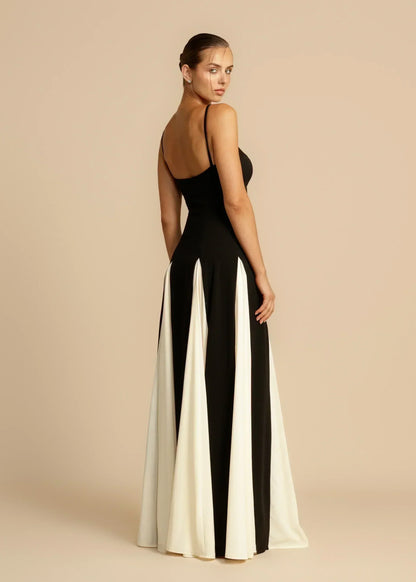 Celia | Vestido Maxi de Volantes en Contraste Elegante