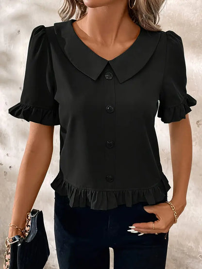 Foteini - Blusa Elegante de Manga Corta