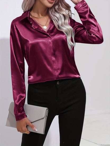 Luna - Blusa de satén con botones