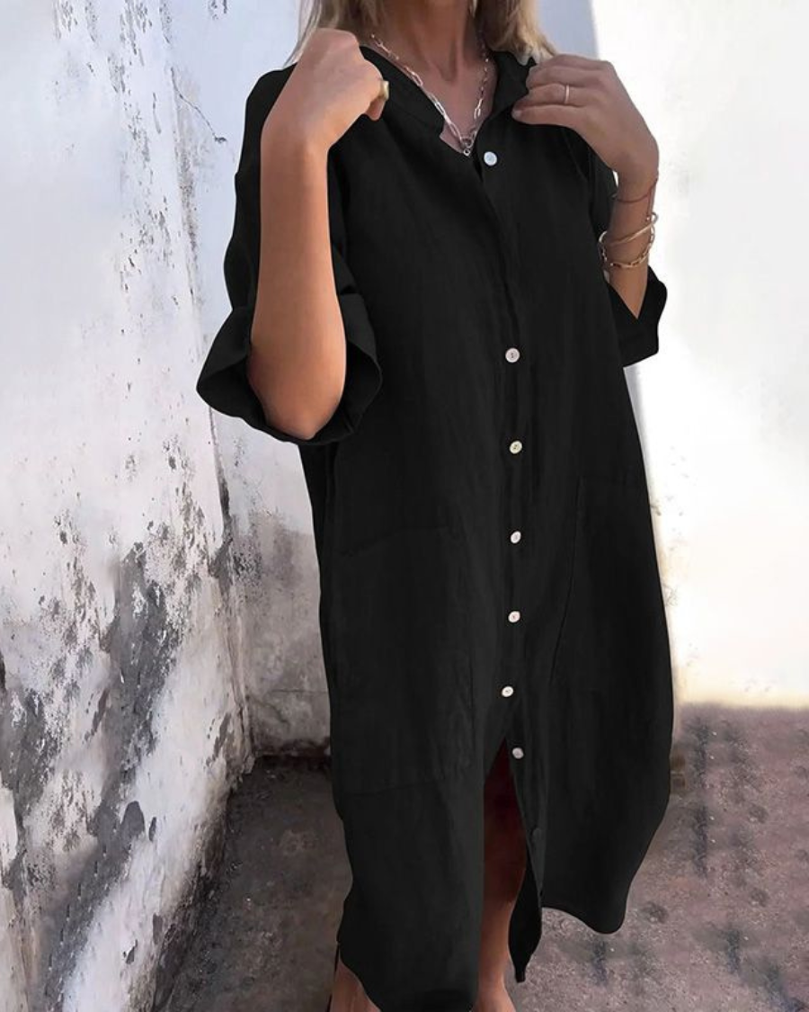 MEIVA - Vestido Largo de Lino y Algodón