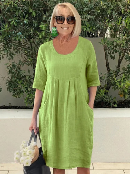 Noara - Vestido Túnica de Algodón Casual con Bolsillos