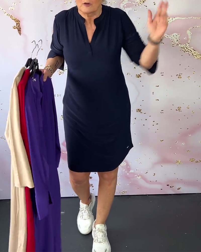 Olivia™ - Vestido Casual Cómodo con Escote en V Sólido