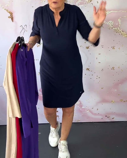 Olivia™ - Vestido Casual Cómodo con Escote en V Sólido