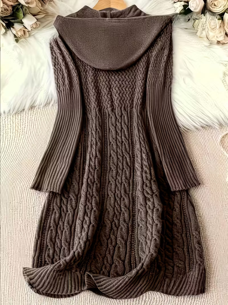 EVELINA – VESTIDO DE SUÉTER CON CAPUCHA DE PUNTO GRUESO