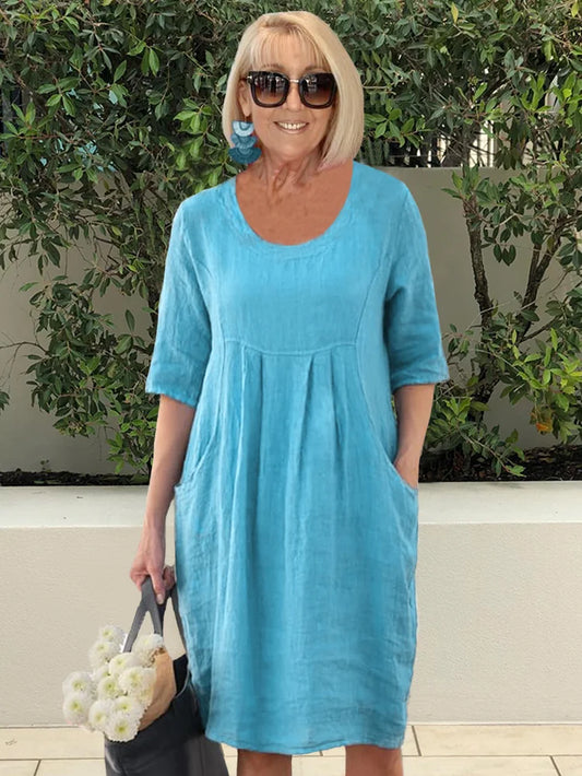 Noara - Vestido Túnica de Algodón Casual con Bolsillos