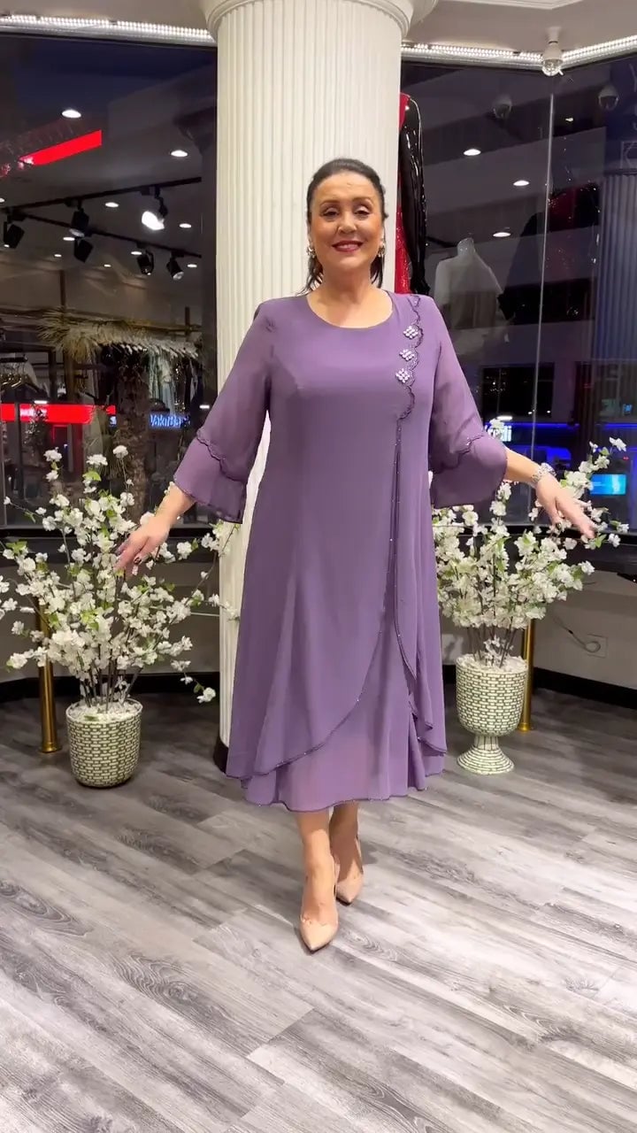 SAMARA – VESTIDO SUELTO DE CHIFÓN EN COLOR SÓLIDO PARA MUJERES