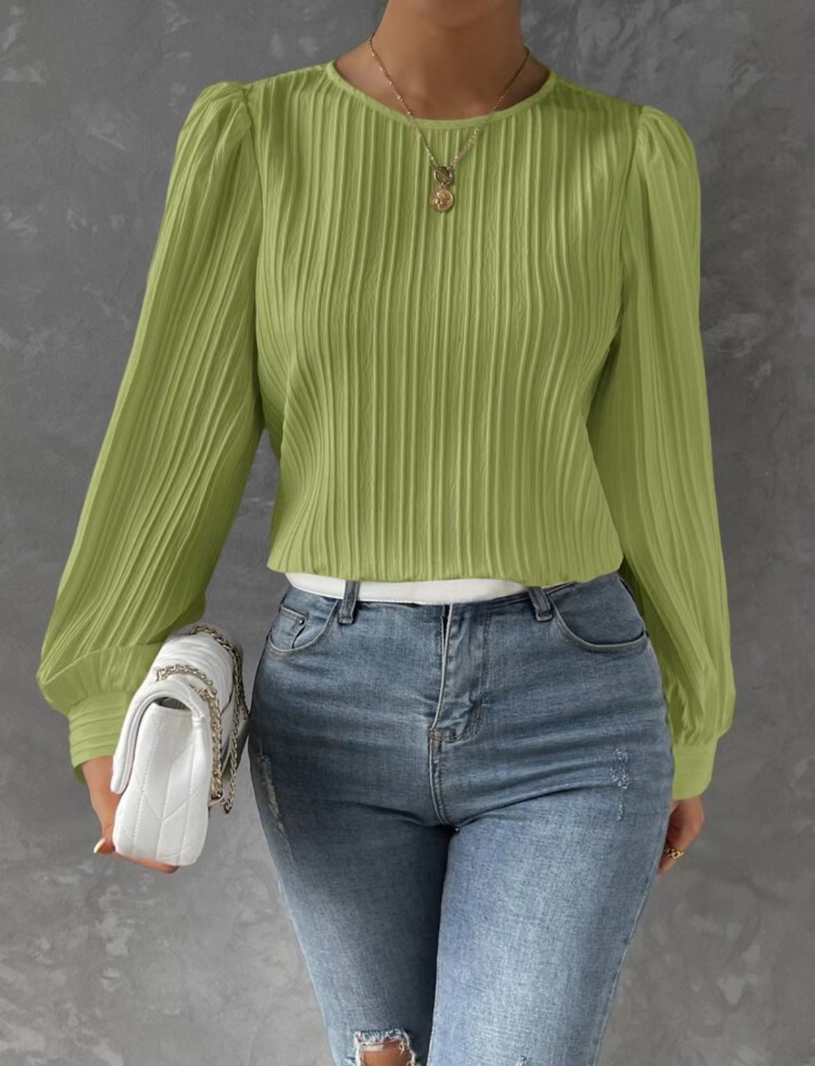 Carly – Blusa de Manga Larga Plisada