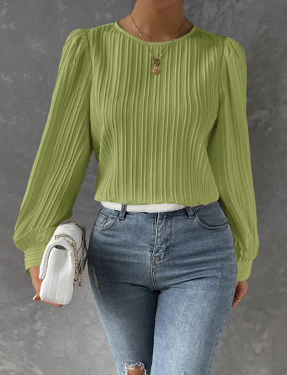 Carly – Blusa de Manga Larga Plisada