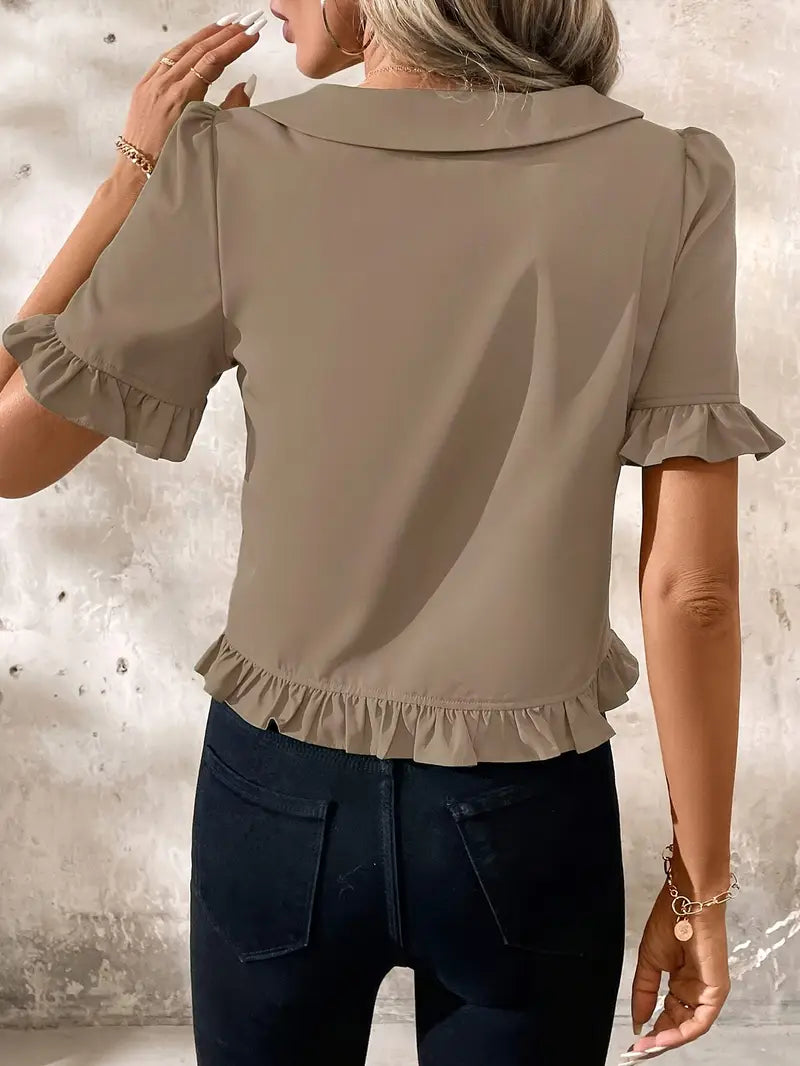 Foteini - Blusa Elegante de Manga Corta