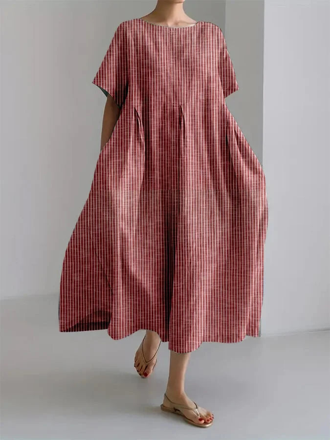Daphne - Vestido Suelto de Rayas de Inspiración Vintage