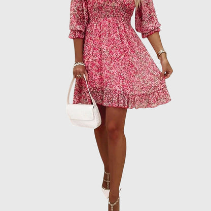 Elisa | Vestido Floral con Mangas Abullonadas
